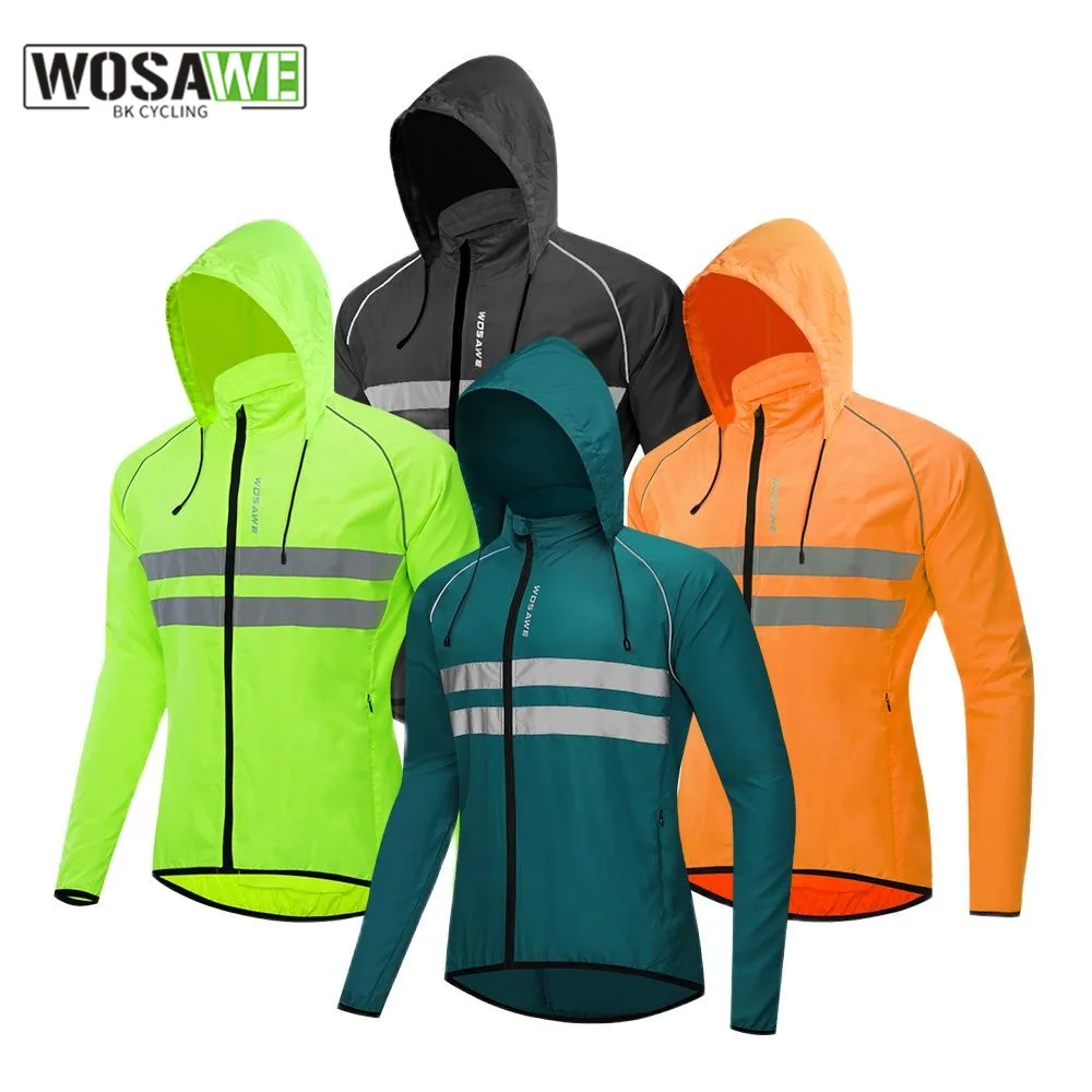 WOSAWE Reflective Running Jackets Hooded Windproof Water Rain Repellent Cycling Windbreaker Coat Bike Sports Cycling Jackets curtis stigers i think it s going to rain today 1 cd