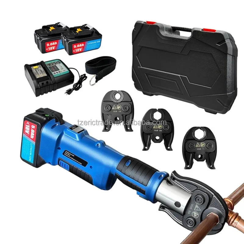 

Professional 1/2" 3/4" 1" Copper Tube Fittings Press Tool Kit Battery Operated Electrical Pipe Crimping Tool For Home Plumber