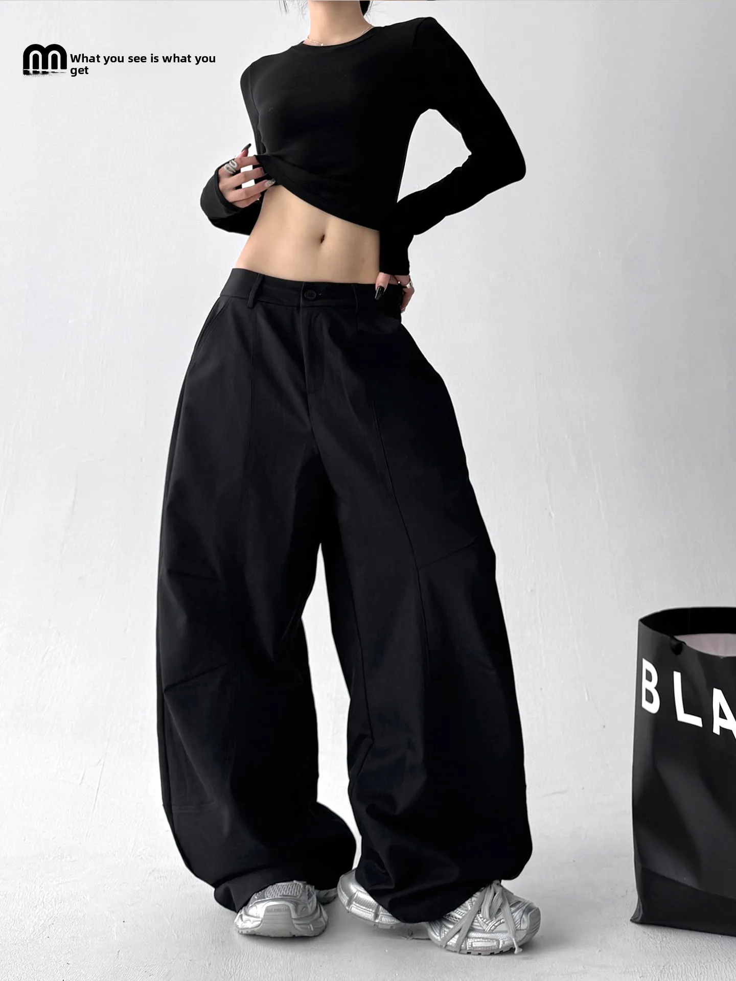 Black Street Dance Loose Lazy Style High Waist Knife Pants Women's Workwear Trousers Autumn Fashion New All-Match Trousers