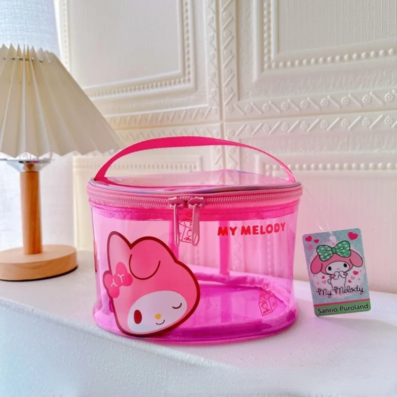 Sanrio Girl Heart Kuromi Transparent Color Makeup Bag Portable Large Capacity PVC Convenient Storage Bag