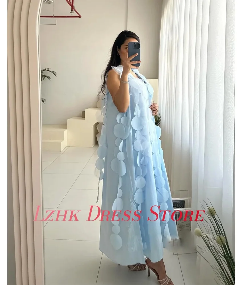 Personalizado requintado jérsei a linha apliques vestido de noite delicado sem mangas com decote em v tornozelo comprimento فساتmaveraات