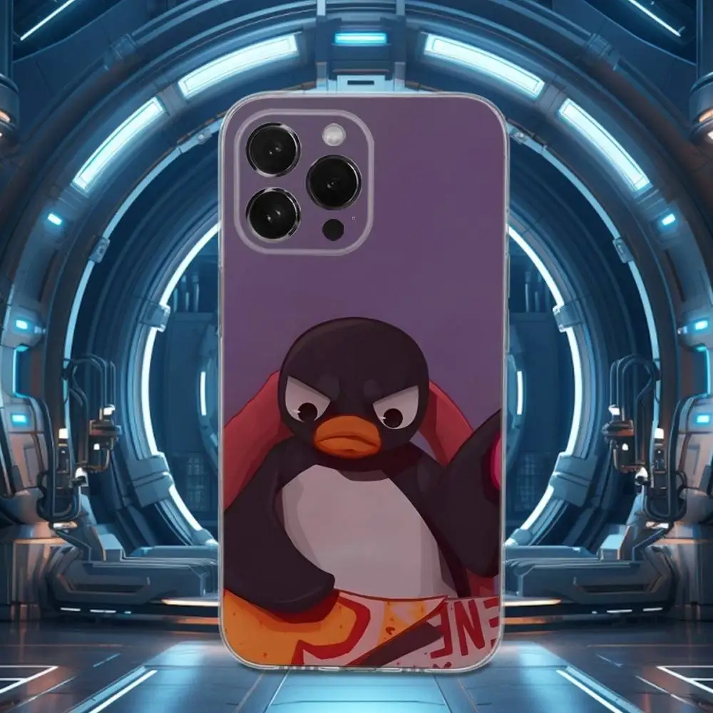 حافظة هاتف لطيفة على شكل Pingu Penguin لهاتف iPhone 16,15,17,14,13,12,11 Pro,Max,Plus,X,XS,XR,SE,غطاء ناعم شفاف صغير #6