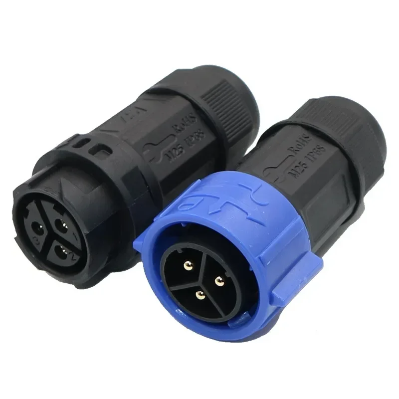 35A Waterproof M25 2 3 4 Pin Cable Connector IP67 Male Female Soldering/Screw Wire Self-locking Quick Plug CE TUV Certified