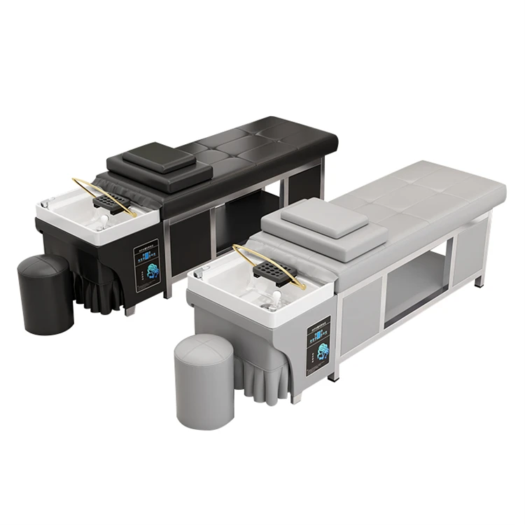 Modern 2024 Head Spa Beauty Salon Furniture Shampoo Head Sink Chair Black Shampoo Bed Barber Shop