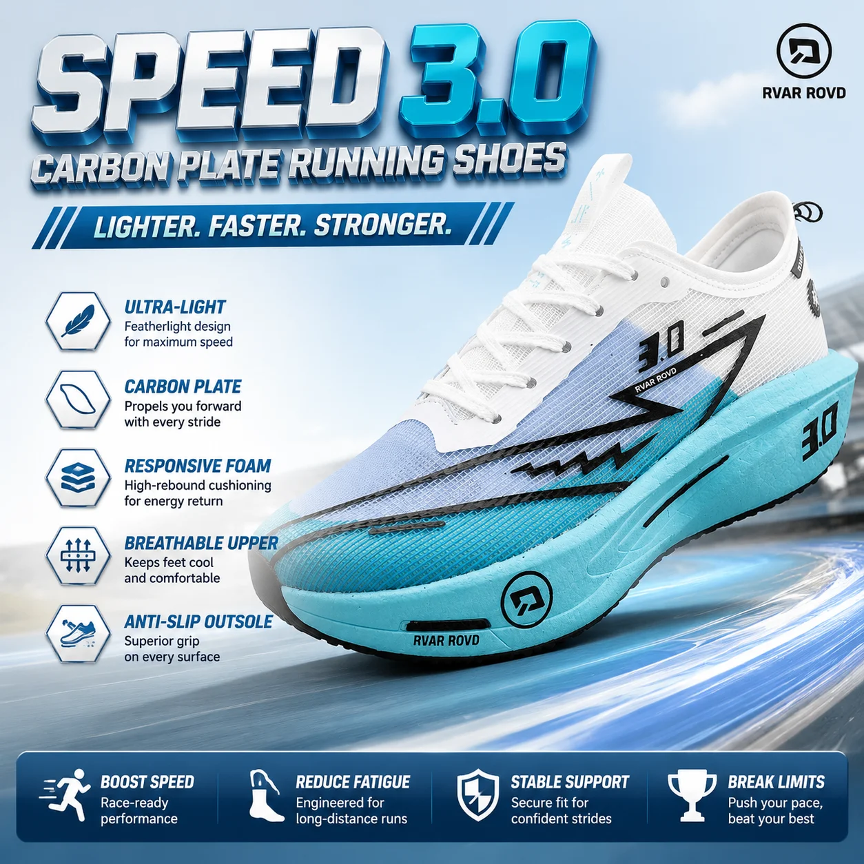 Men's running shoes carbon plate marathon sports features breathable and lightweight women's comfortable sports non-slip trainer