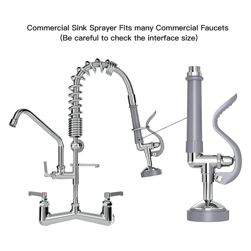 Sink Sprayer, Pre Rinse Sprayer For Commercial Kitchen Sink Faucets, 1.42 GPM Sprayer Valve Dish Sprayer Nozzle