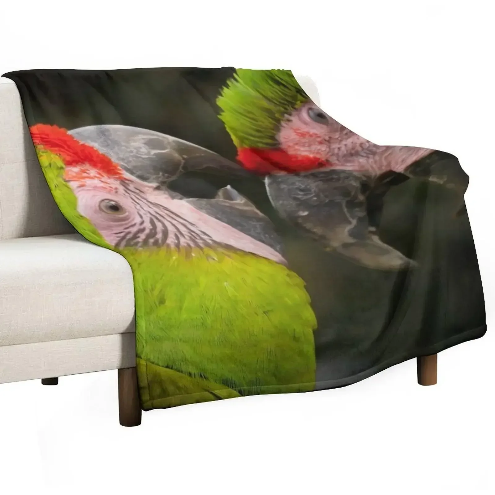 The Great Green Macaw Throw Blanket Bed Plaid on the sofa manga Multi-Purpose Custom Shaggy Blankets