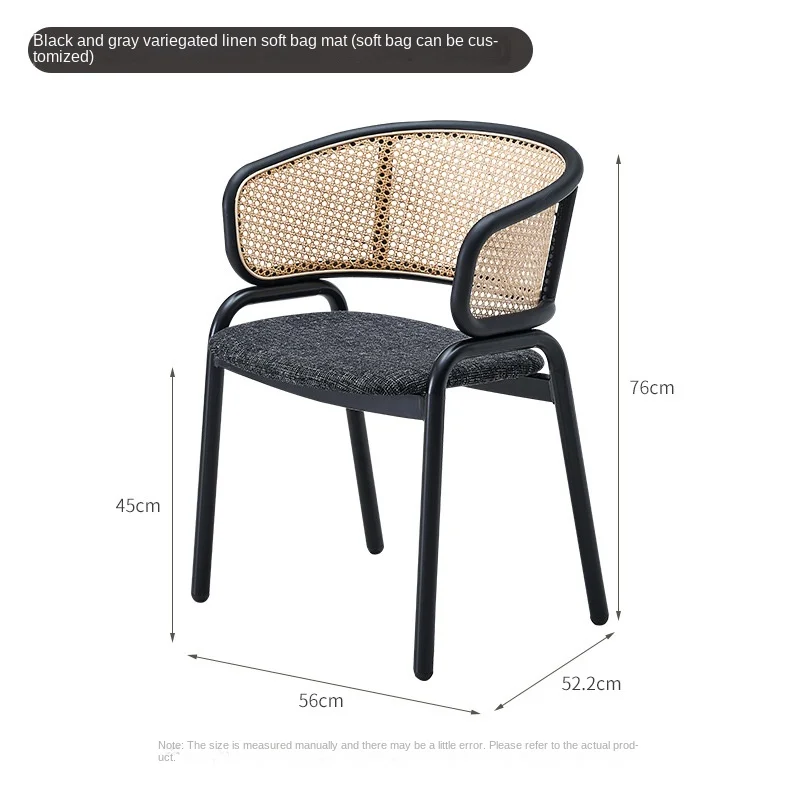 FULLLOVE Household Retro Style Rattan Chair With Backrest Armrest Leisure Chair Simple Modern Living Room Chair Dining Chair New