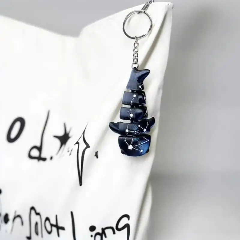 Kreativer 3D-gedruckter Meerestier-Schlüsselanhänger mit beweglichem Wal und Galaxie-Charm als Geschenkbeutel-Accessoire – Detail 4