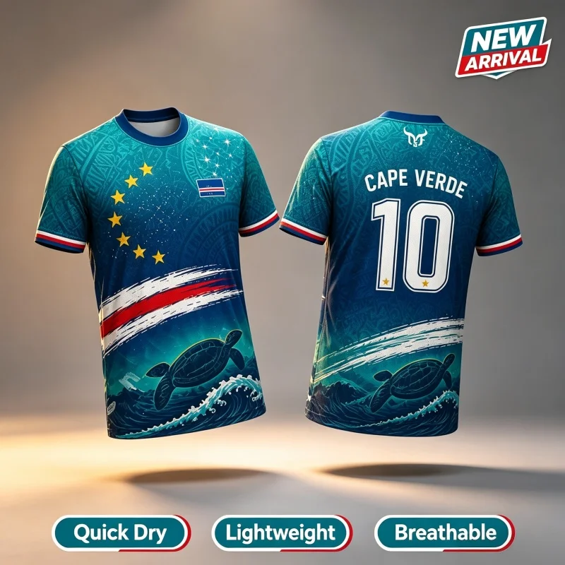 CaCape Verde Flag Printed Jersey 2026 New Men Quick Dry Breathable Football Training Uniform Men's  Women's Casual Parent-child