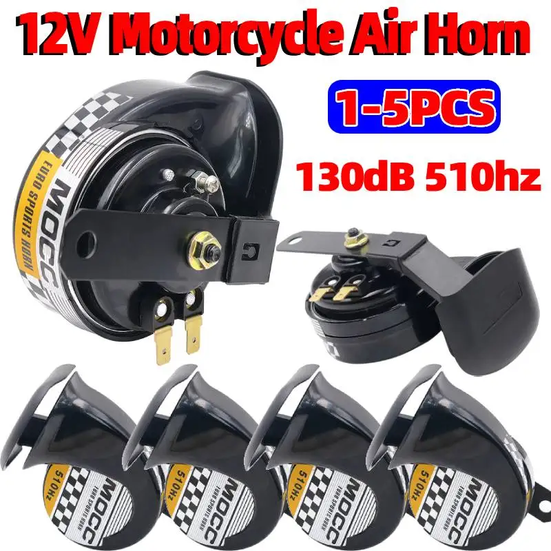 

1/2/5Pcs 12V Snail Air Horn Waterproof Universal Motorcycel Horn 130dB 510hz Loud Auto Speaker for Car Motorbike Truck Vehicle