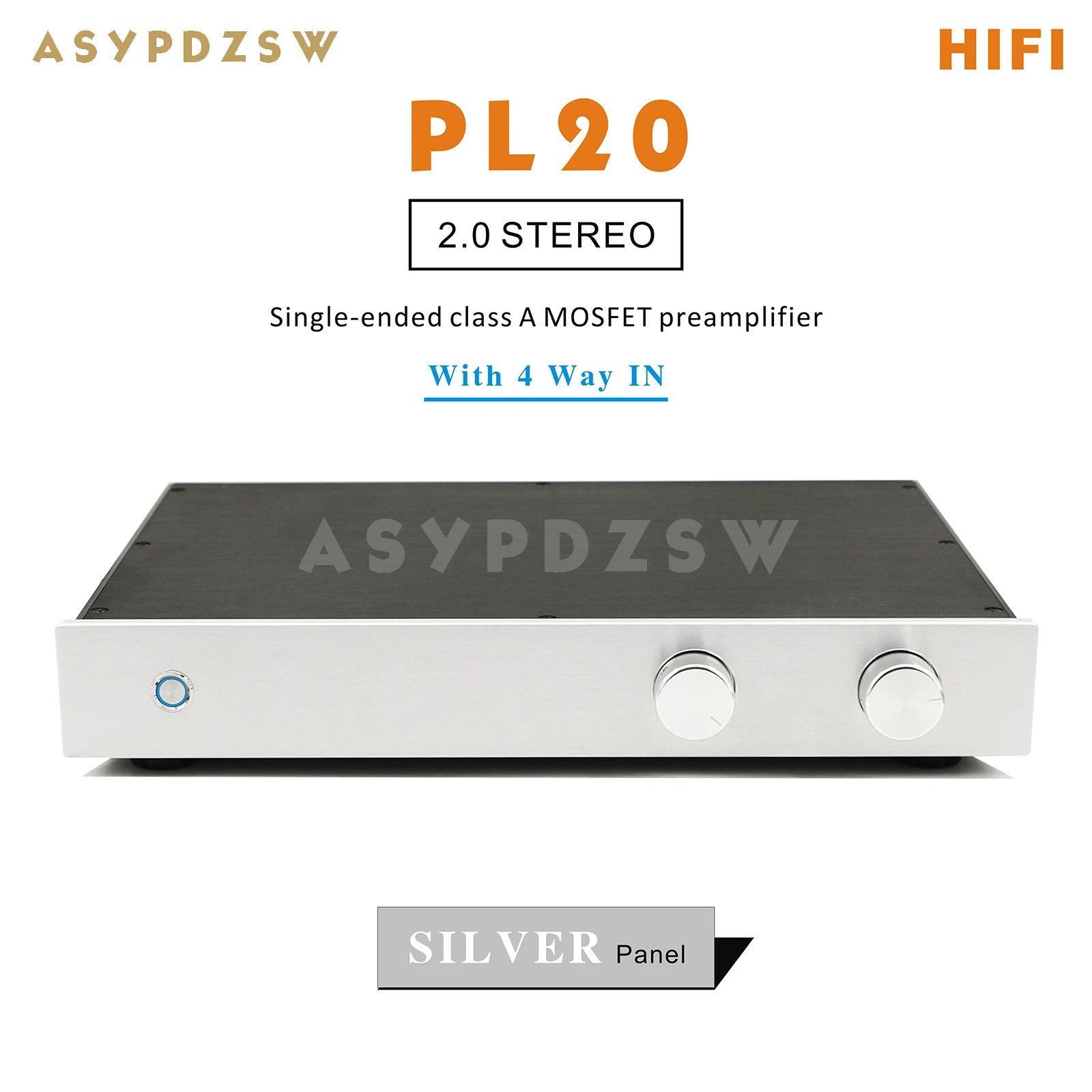 تمرير PL20 HIFI 2.0 مضخم صوت ستيريو أحادي الطرف من فئة A MOSFET مع 4 طرق في