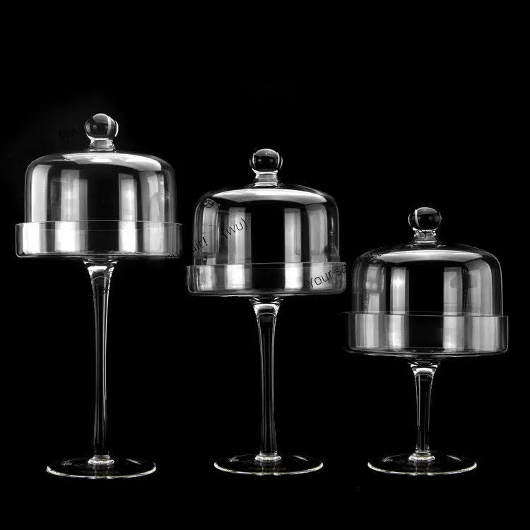 

Creative European transparent glass cake tray dust cake cover high wedding decoration dessert table home ornament