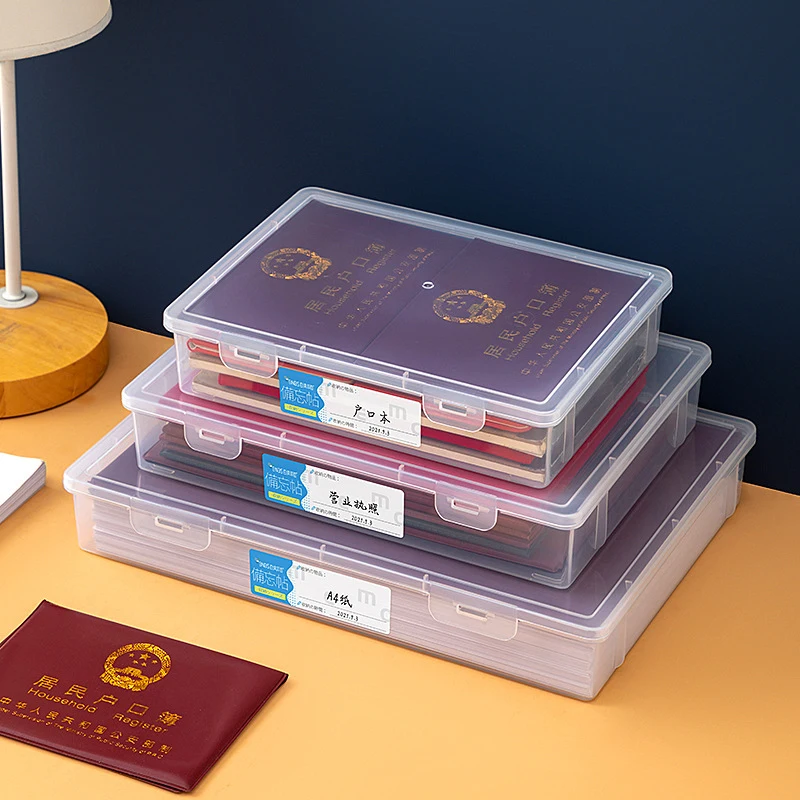 Book A4 Document Storage Box Desktop Office Test Paper Storage Certificate Storage Box Transparent Data Sorting File Box