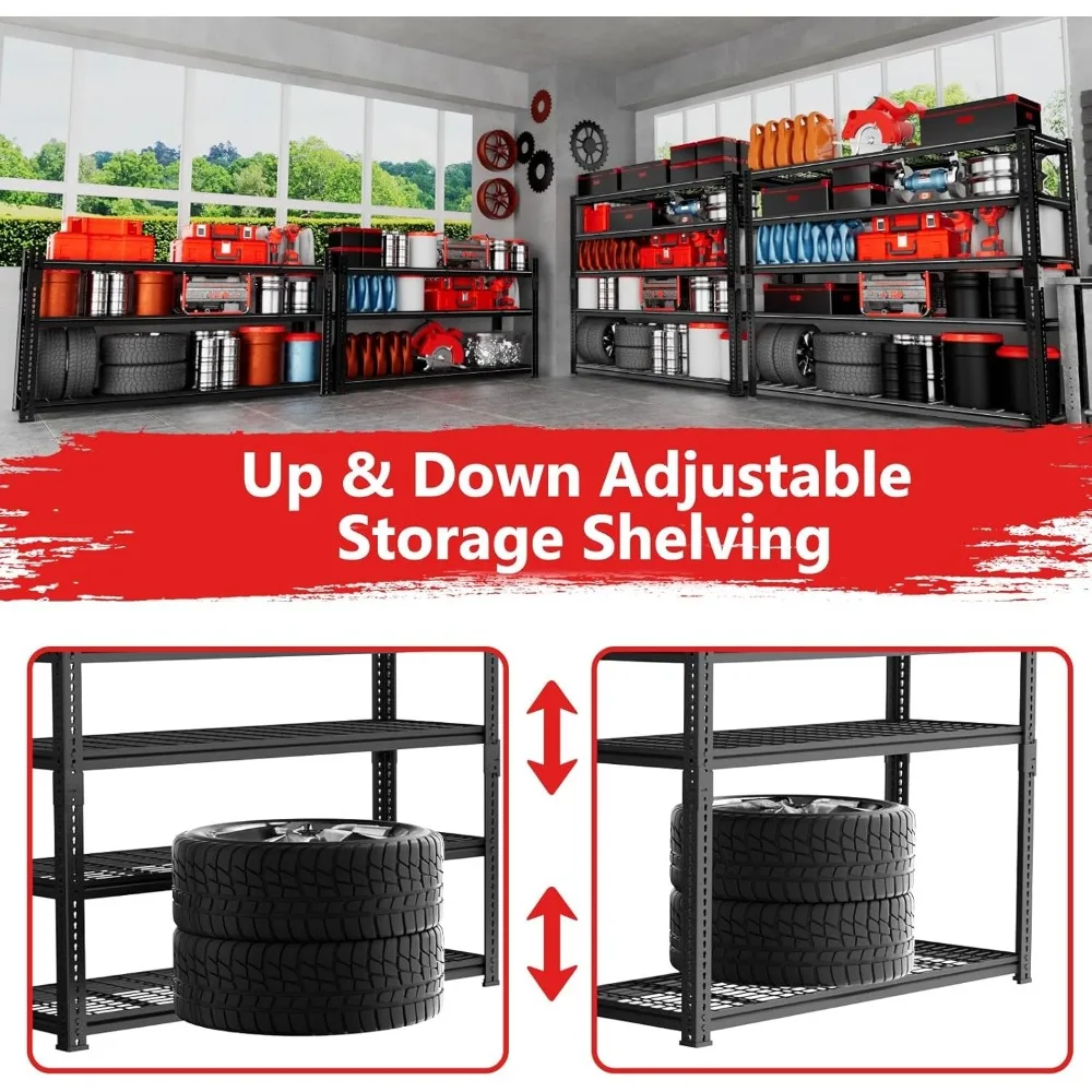 Heavy Duty Adjustable Metal Garage Shelving System - 2800 LBS Capacity, 48 x 18 x 72, 5-Tier Wire Rack Organizer