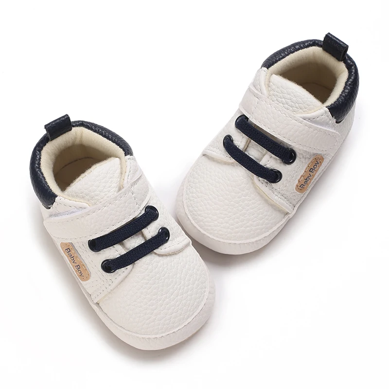 Babyschuhe mit Obermaterial für Frühling und Herbst, PU-Gummisohle, rutschfest, geeignet für 0–1 Jahre alte Babyschuhe, Wanderschuhe