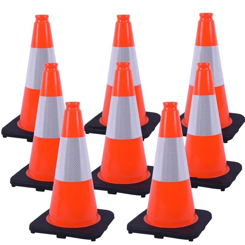 Orange Traffic Safety Cones, PVC Parking Cone Construction Cones w/Reflective Collar, Heavy Duty Base Driving Practice, Park