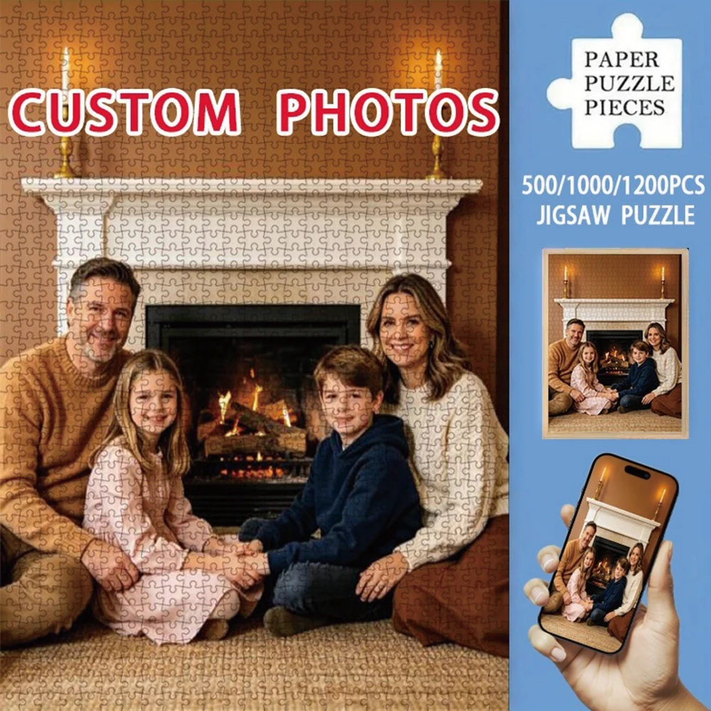 35/300/500/1059pcs Personalized Custom Photo Puzzle Family Photos DIY Toy Decoration Collectiable Growth Gift Christmas