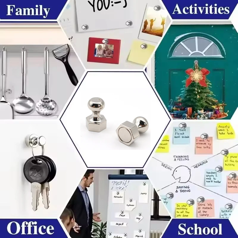 مسدس النيوديميوم المغناطيسي دبوس معدني مغناطيس قوي السبورة الثلاجة Thumbtack دائم مغناطيس قوي دبابيس ضغط للمكتب #3