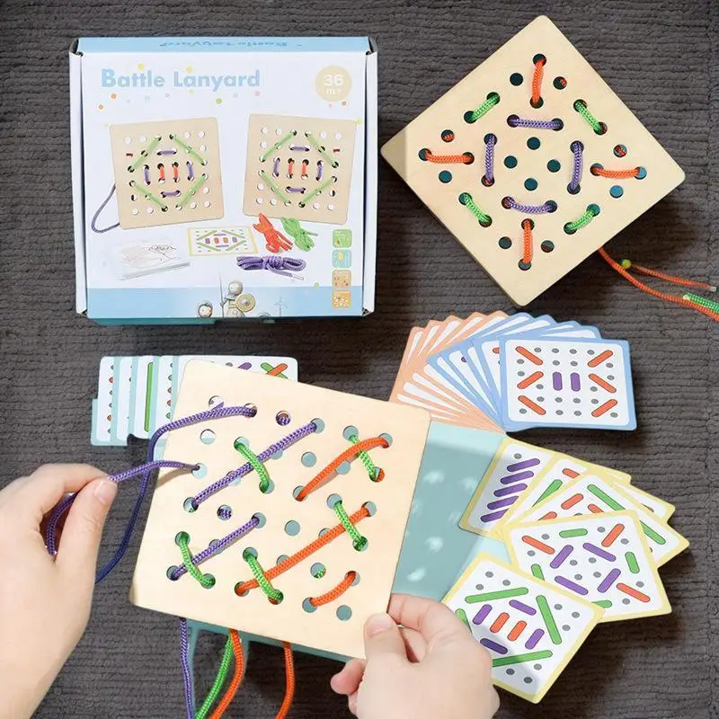 Jouets Montessori pour tout-petits, jeu de filetage de broderie, matériel de bricolage, planche à enfiler, entraînement de la motricité fine, jouet pour filles