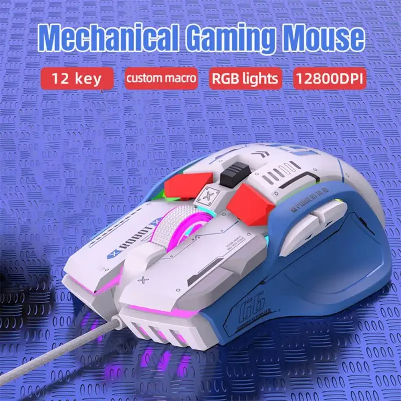 Mouse G6 The Third Mock Examination Mechanical Mouse Programming RGB Dazzle Luminescent كمبيوتر مكتبي لعبة فيديو للكمبيوتر المحمول