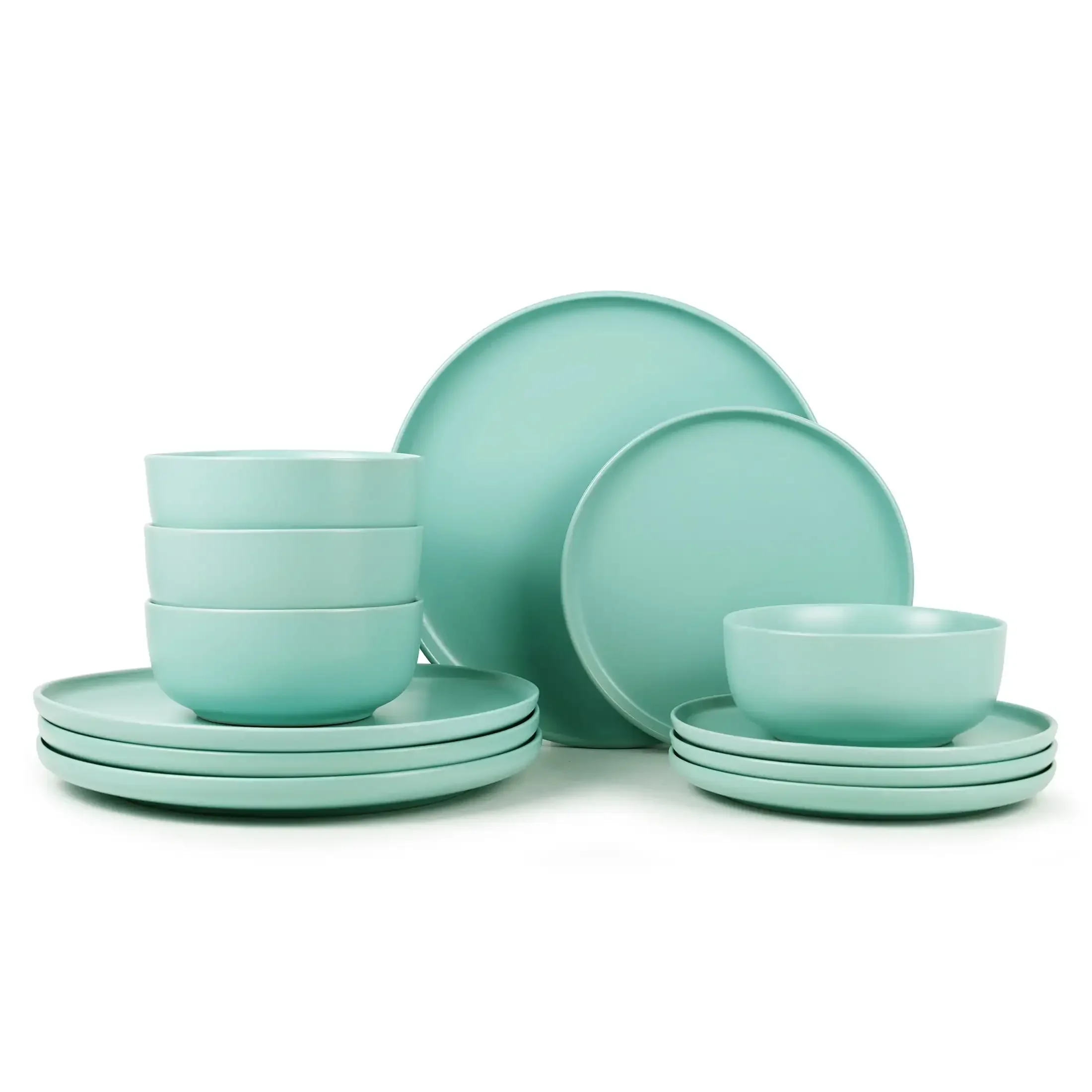 

Alessandra Mint 12-Piece Stoneware Dinnerware Set Plate Dinner Set