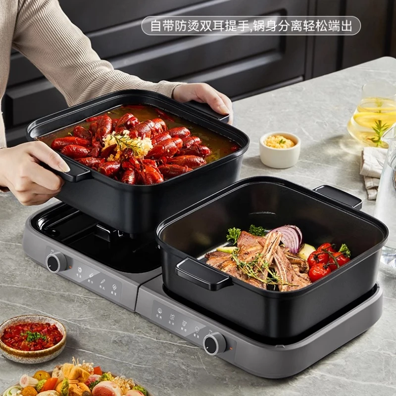 

Bear stacked pot hot pot 8L split mandarin duck large-capacity electric hot pot household electric fried electric