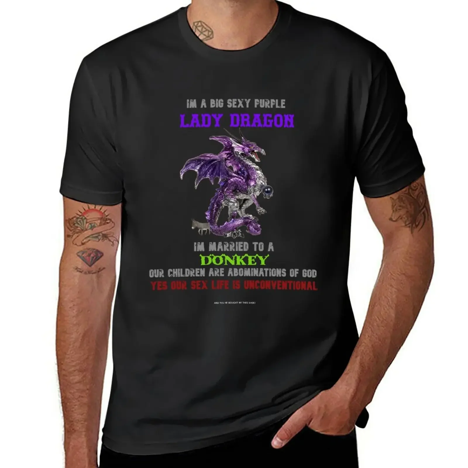 

New LADY DRAGON T-Shirt vintage t shirt black t shirts T-shirt men