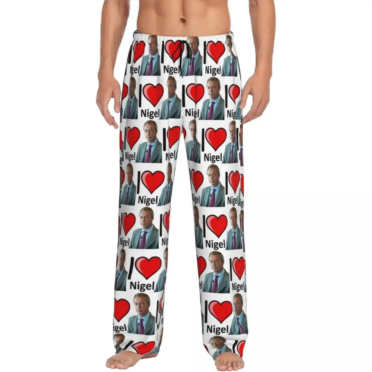 

Фантастические пижамные штаны I Love Nigel Farage Design, мужская одежда для сна, штаны для сна с карманами