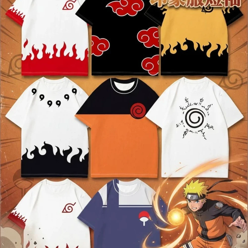 Naruto T-shirt Summer Men's Cosplay Printed Top Naruto Clothes Kakashi Uchiha Sasuke Summer Breathable Short Sleeve