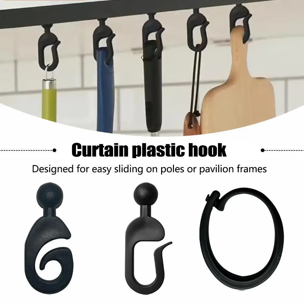 50PCS Plastic Hooks For Mosquito Netting Gazebo CurtainsTents Nets  Garden Gazebo Sliding Rings Set For Outdoor Funiture J-hook