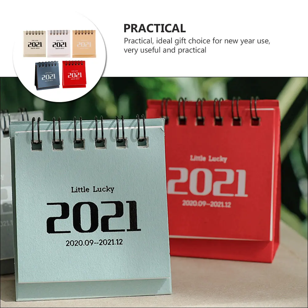 

5pcs Portable Desk Book Simple Pure Color Mini Planning Calendar For New Year Office Use Thick Paper Table Calendar Adornment