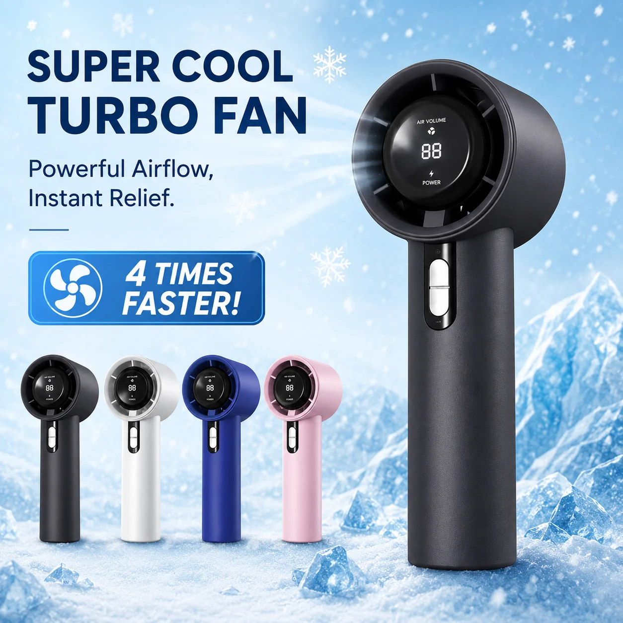 GMOX High Speed Handheld Turbo Fan Rechargeable Portable Mini Cooling Fan with Digital Display Personal Desk Fan for Travel Outdoor