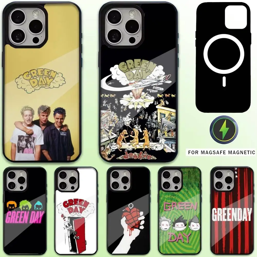 

G-Green Day Band Phone Case For iPhone17,16,15,14,13,12,11 Plus,Pro Max Magnetic For Magsafe Wireless Charging
