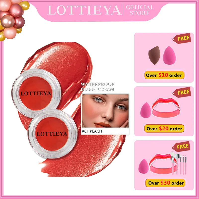 LOTTIEYA Face 3-In-1 Multi-Use Blusher Natural Non-Sticky Lightweight Cheek Tint High Pigment Waterproof Creamy Blush Makeup