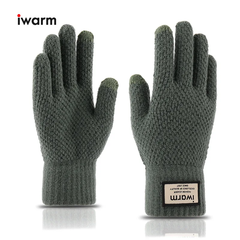 Winter Men Knitted Gloves Touch Screen High Quality Male Mitten Thicken Warm Wool Cashmere Solid Men Business Gloves Autumn