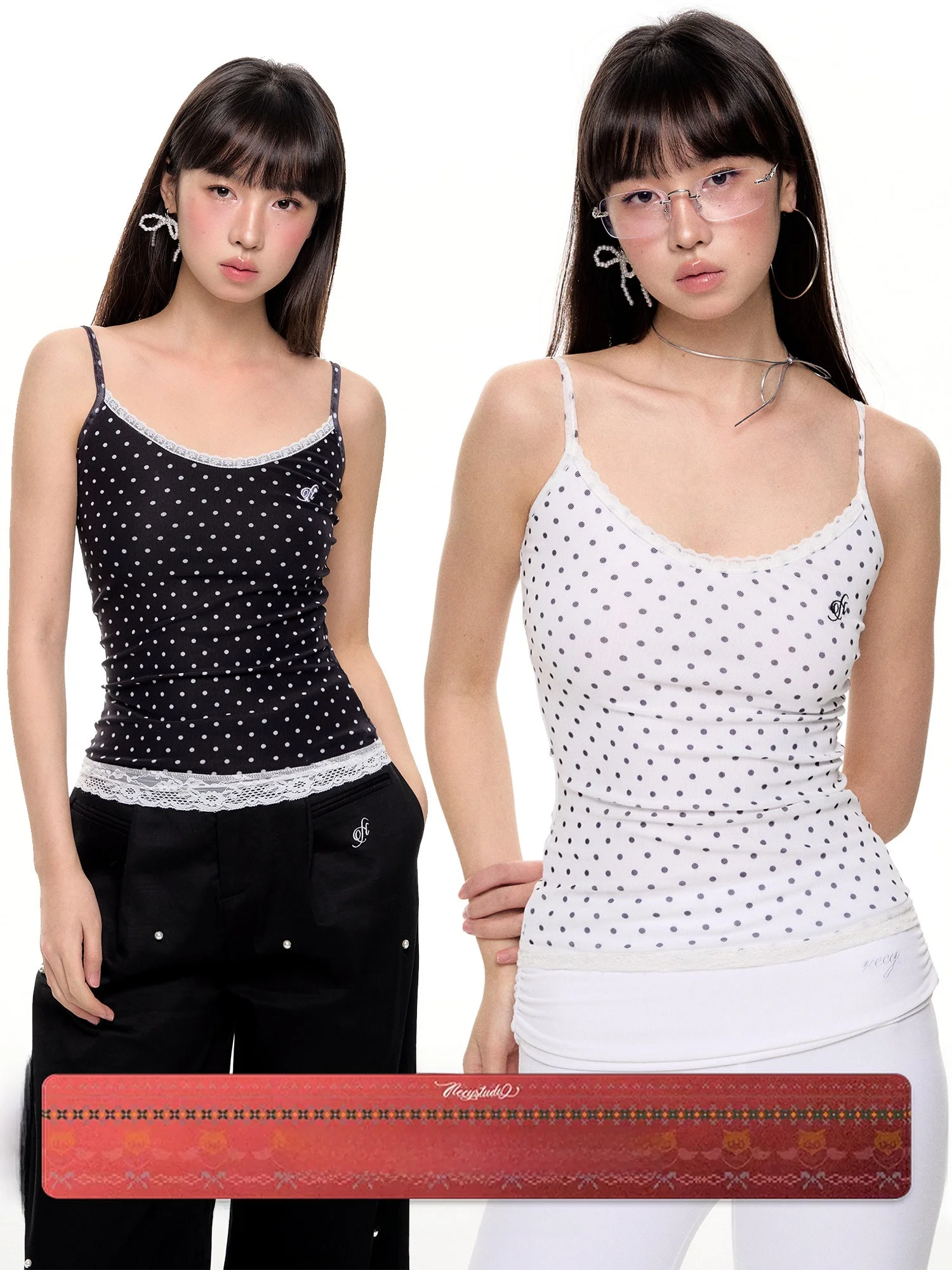 

NECY Studio Women's Slim Fit Lace Csole Tank Top Inner Wear Original Design Polyester Spandex Casual Leisure Faion