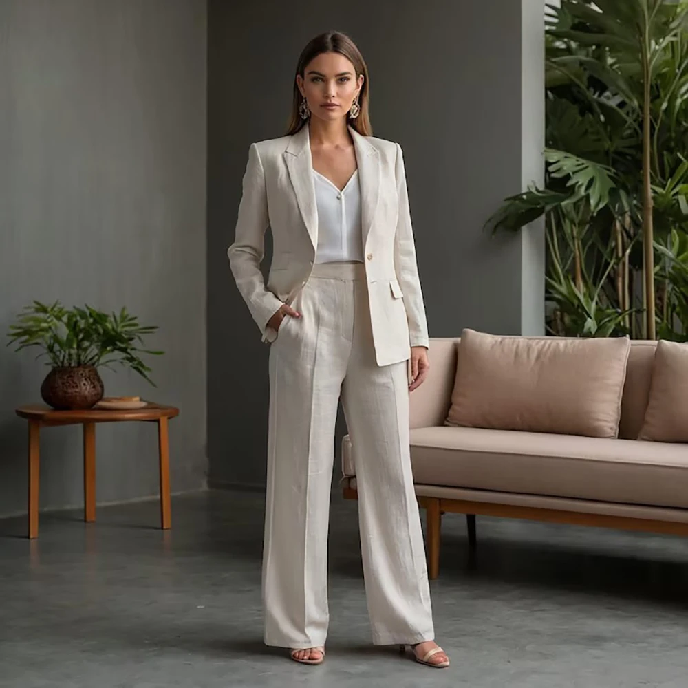 

Elegangt Office Lady Women's Suits Fashion Single Breasted Peak Lapel Slim Fit 2 Piece Jacket Pants Female Clothing Costume