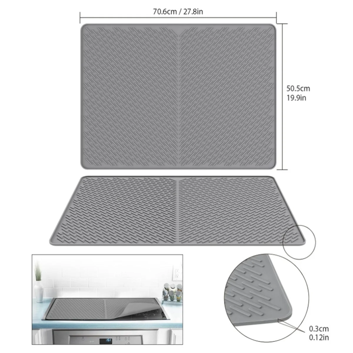 Alas Pelindung Atas Kompor Silikon 27.8X19.9 Inci Alas Pengering Pelindung Penutup Kompor Atas Kaca Silikon Dapur