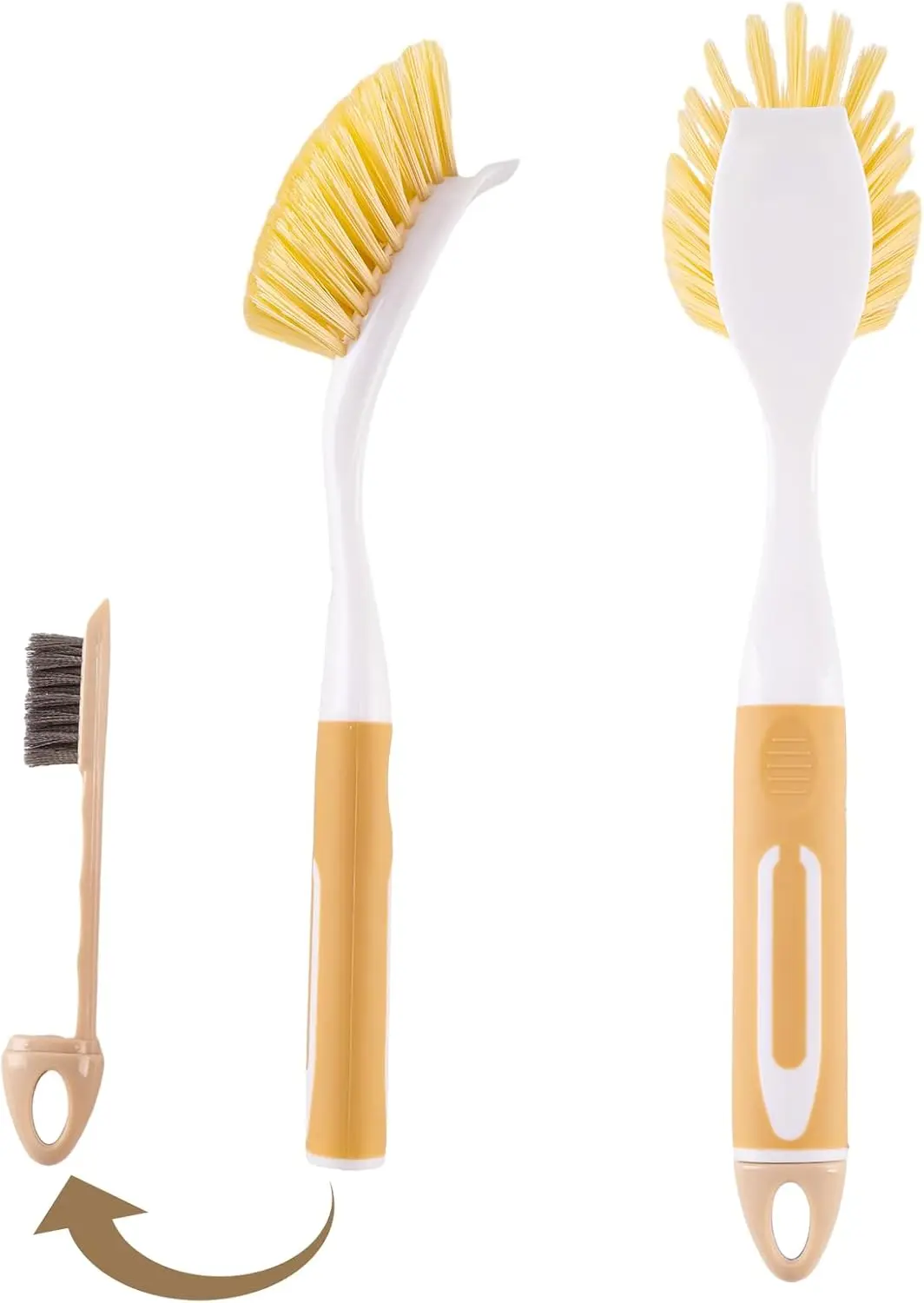 

Dish Brush with Detachable Small Steel Wire Brush and Pan Scraper, Home Kitchen Scrub Brushes with Long Handle for Household Cle