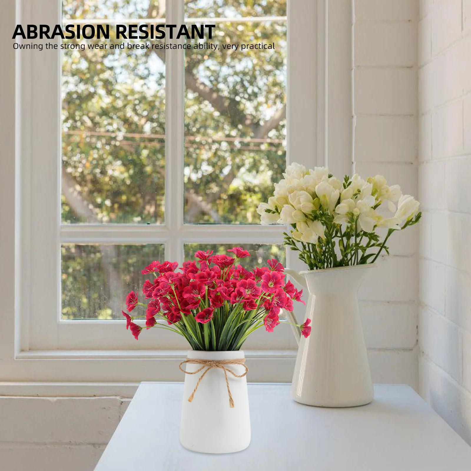 

12pcs Uv Resistant Fake Flowers Plastic Simulation Flower Ornaments For Home Decor Living Room Bedroom Party Supplies Photo