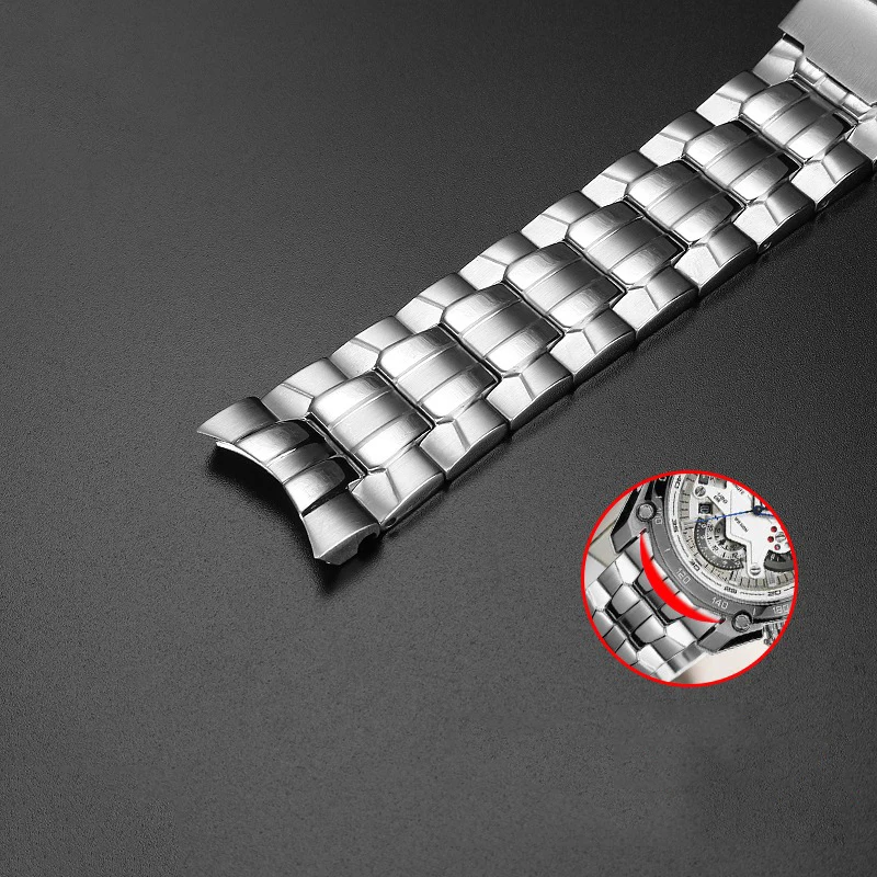 22mm For Casio EF-550 Men\'s Stainless Steel Watchband EDIFICE Series Bracelet Waterproof Silicone Rubber Strap