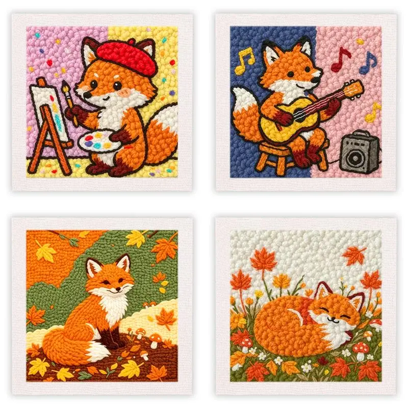 CHENISTORY punch embroidery needle set fox Embroidery frame For Handiwork 25x25cm Cross stitch set Tufting kit wall decoration