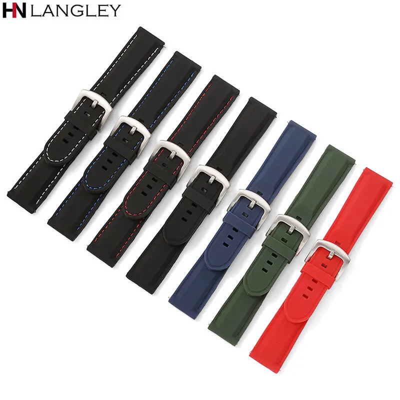 18mm 20mm 22mm 24mm Rubber Strap for Samsung Galaxy Watch 42mm 46mm Band Quick Release Silicone Men Sport Waterproof Bracelet