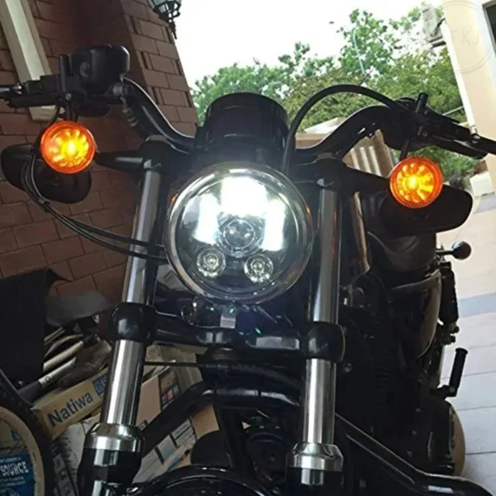 For Harley Sportster XL 883 1200 Dyna in  New for 1psc Black 5-3/4 Inch 5.75 LED Headlights High and Low