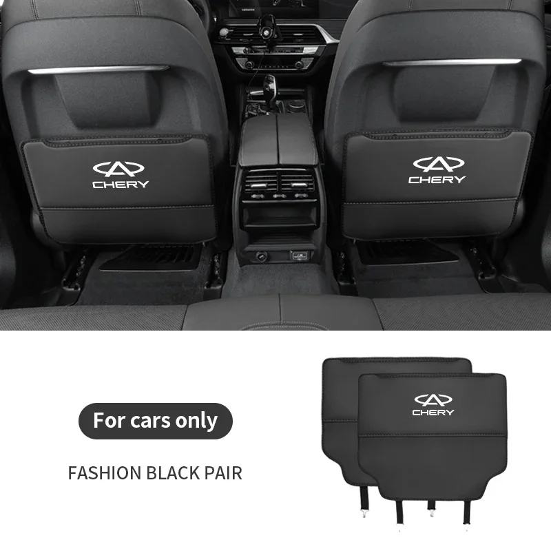 Auto Interior Seat Back Anti‑Kick Protector Leather Storage Bag Pad Fit Chery Tiggo7 Tiggo8 Pro Jetour X70 X90 Omoda5 Jaecoo J7