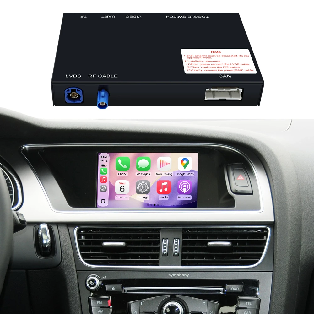 Kabelloses Carplay für Audi A4 B8 A5 Q5 2009-2015 Unterstützt Android Auto AirPlay Mirroring Rückfahrkamera USB Auto-Player