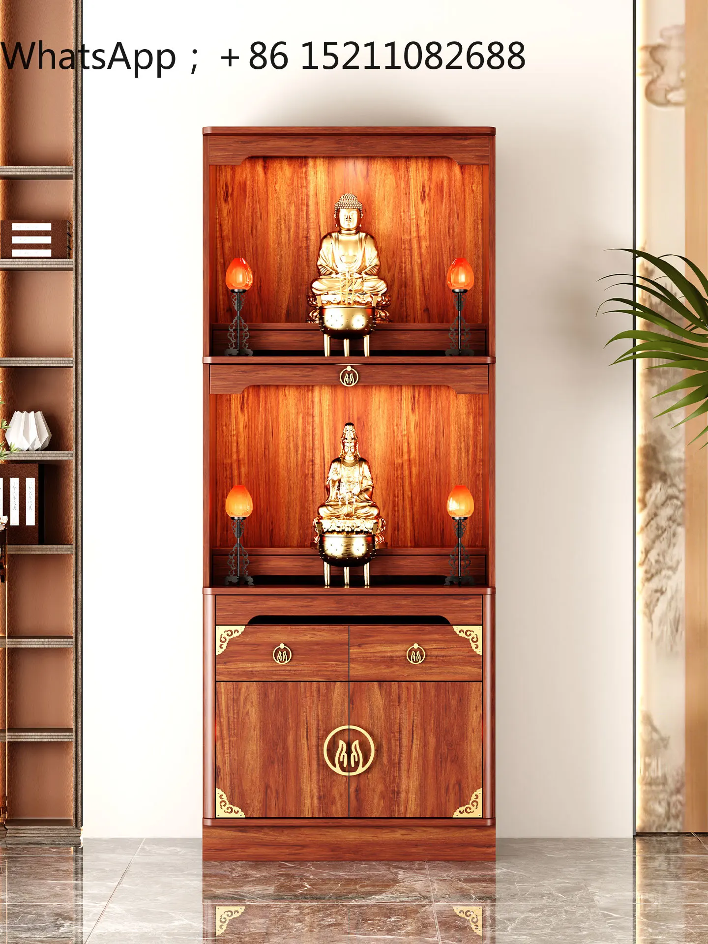 SCY Qiankun Jucai three-layer Buddhist cabinet tenon and mortise structure solid wood table, minimalist multi-functional table