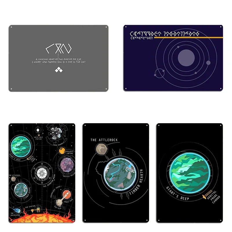 

Металлическая настенная табличка/постер Outer Wilds Eye Of The Universe Coordinates Outer Wilds System, на заказ, для вечеринок и гаражей