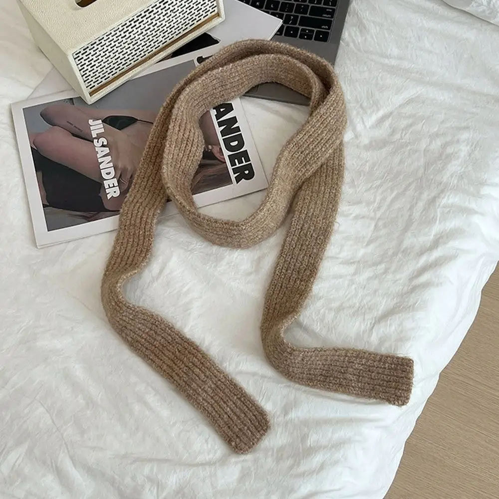 

Imitation Wool Women's Long Scarf Narrow Design Knitted Y2K Girl Scarf Decorative Neckerchief Imitation Cashmere Scarf Female